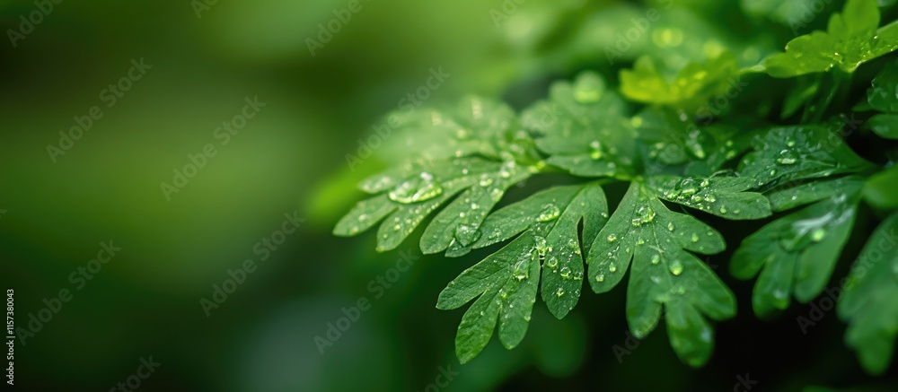 Poster lush green background with soft bokeh effects and ample space for text overlay