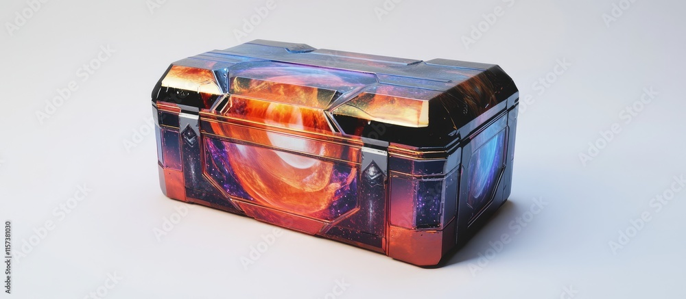 Poster Animated Booster Box with High-Definition Laser Design for Gaming Dark Incursion on White Background with Space for Text