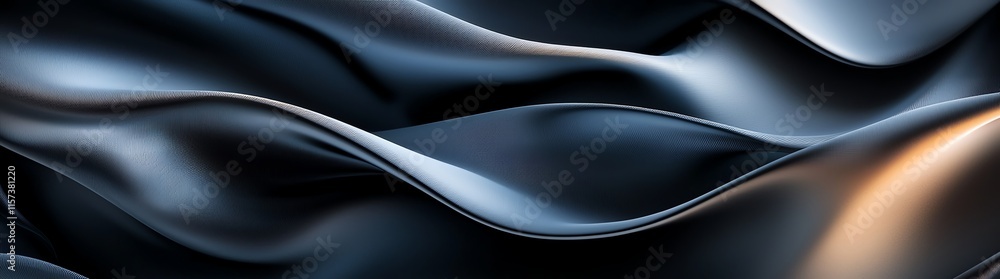 Poster wave-like abstract pattern in elegant shades of black and gray, creating a fluid and dynamic visual 
