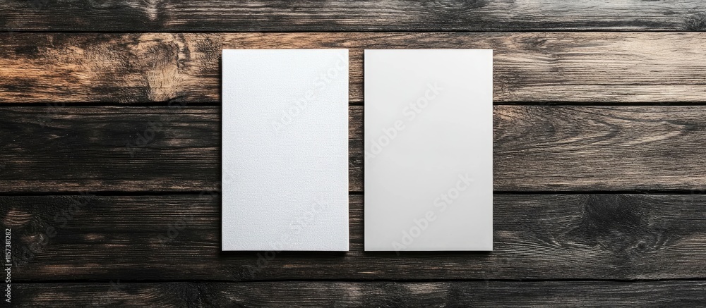 Poster blank canvas comparison on rustic wood background ideal for showcasing designs or text in a review o
