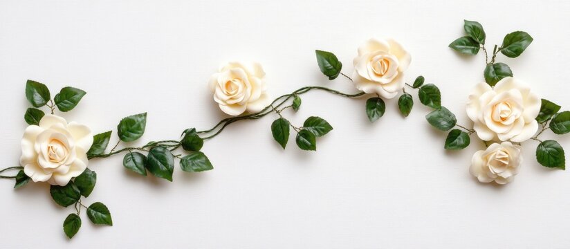 Handmade artificial rose hair vine with leaves for vintage bridal look Wedding accessory empty space for text and personalization options