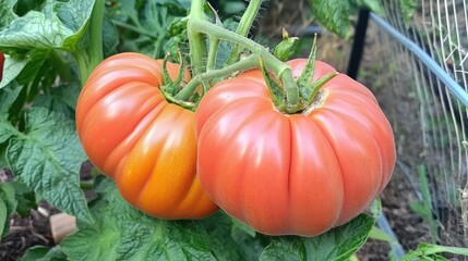 Ripe Homegrown Tomatoes on Vines in Organic Greenhouse Garden Fresh Red Vegetables Natural Farming Produce