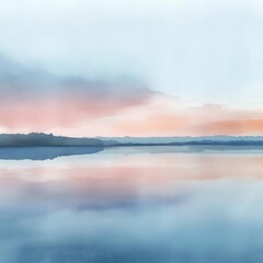 Obraz premium Serene lakeside sunset reflection.