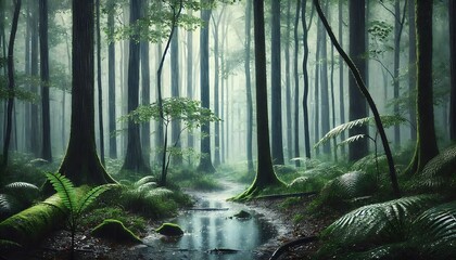 Fototapeta premium natural background rain forest in the jungle