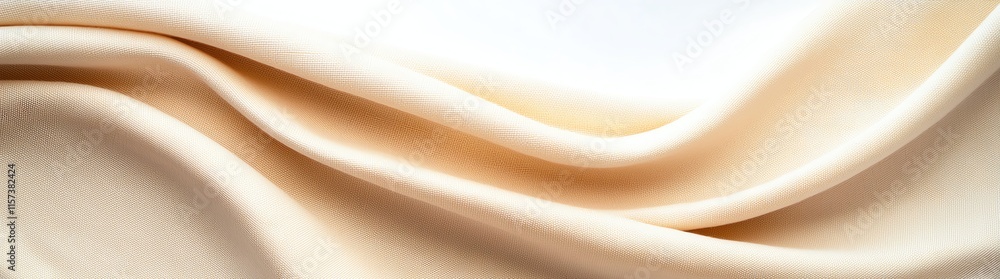 Poster soft beige fabric texture with gentle folds, creating a smooth and elegant wave pattern. ideal for b