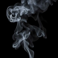 Fototapeta premium Steam, smoke, vapor isolated on black background. Smoke steam spray, abstract vaporing water, texture of cold mist, hot vapor, fog effect closeup, black screen. Hot food, drink. Overlay using 