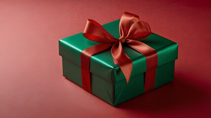 Obraz premium red gift box with ribbon