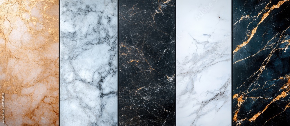 Poster elegant vertical display of luxury marble and ceramic tiles with ample space for text and design ele