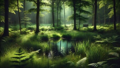 Obraz premium flower garden morning in the woods