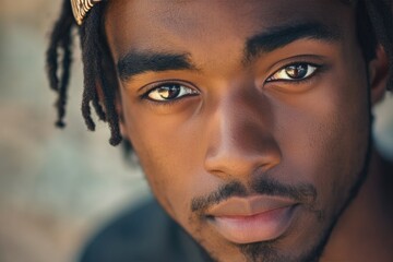 Obraz premium photo portrait of african american hip hop style young man looking at camera