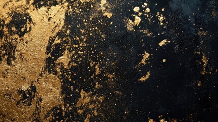 Elegant Gold Glitter Accents on Rich Black Velvet Textured Background for Luxurious Design Projects