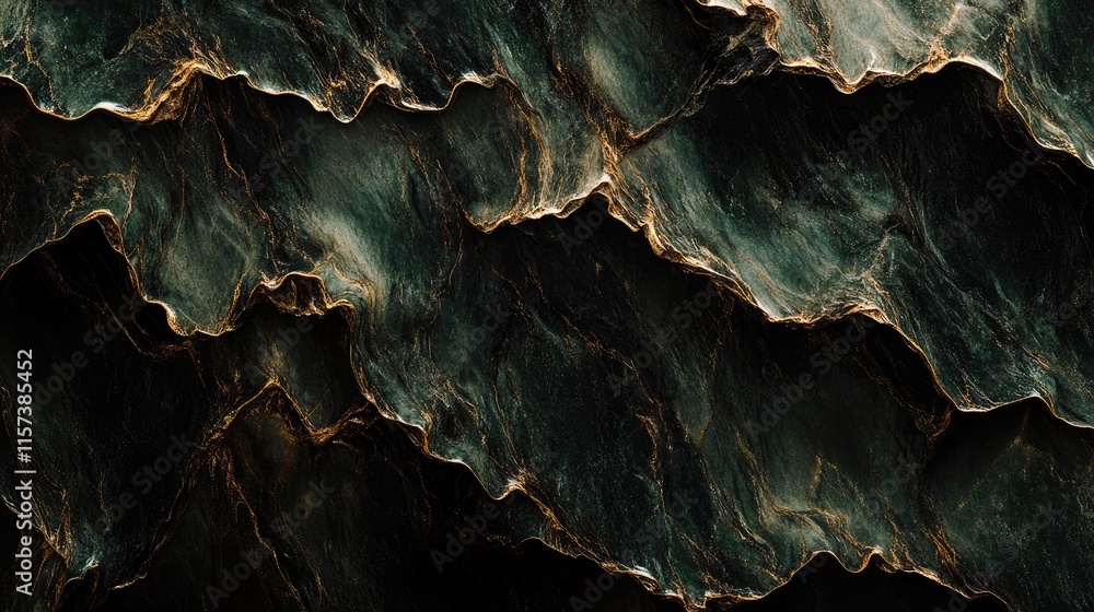 Poster emerald green and dark chocolate marble background with fluid art and resin waves for premium textur