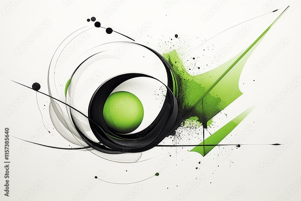 Poster exploring abstract art unique textured shapes in light green for captivating visual depth