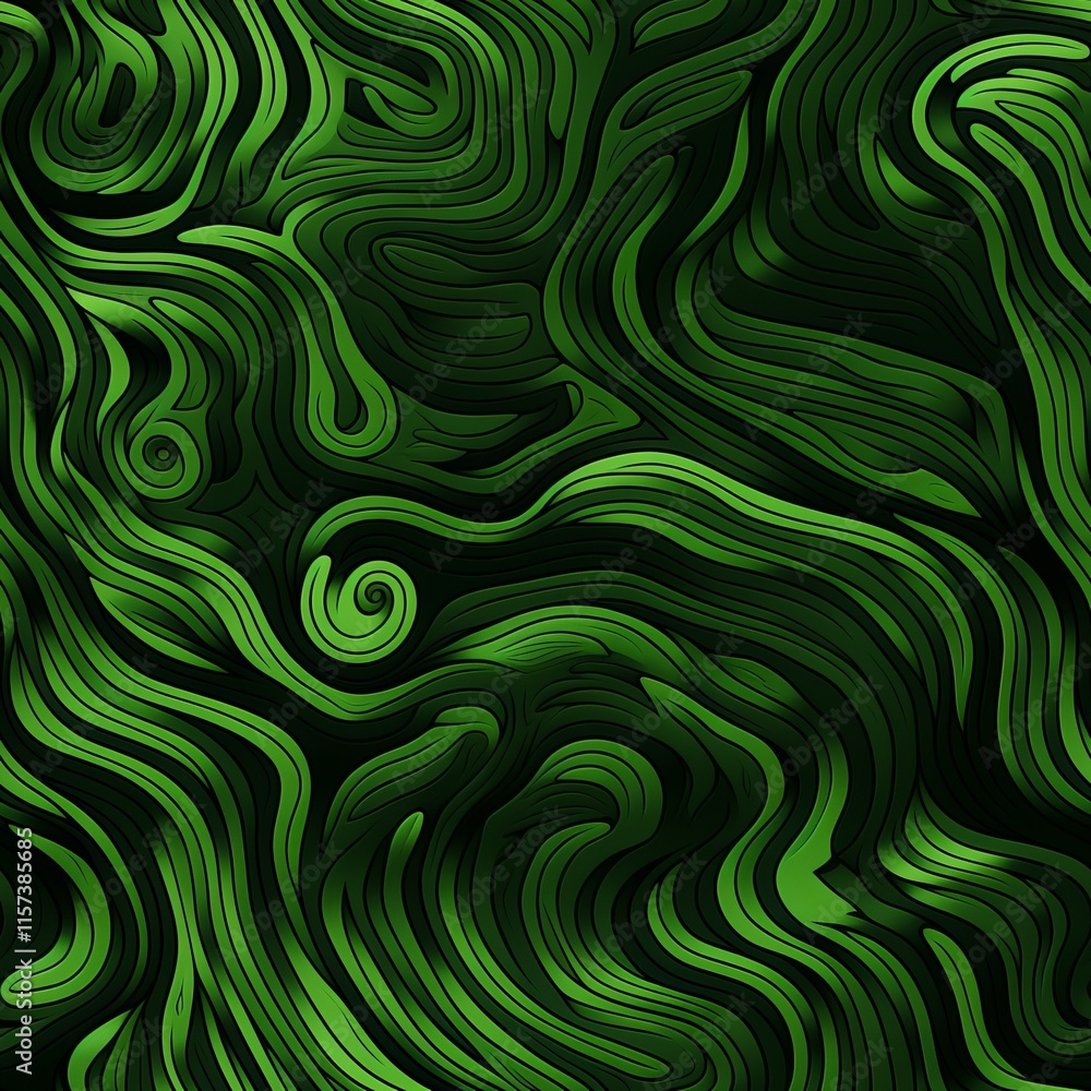 Poster intriguing abstract design featuring monochromatic light green shapes and textures for visual impact
