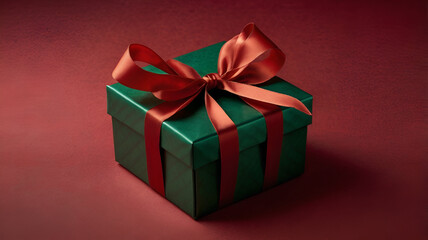 Obraz premium red gift box with ribbon