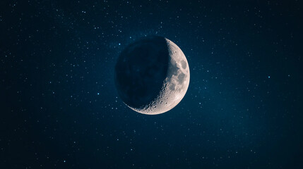Obraz premium Crescent moon against dark starry sky