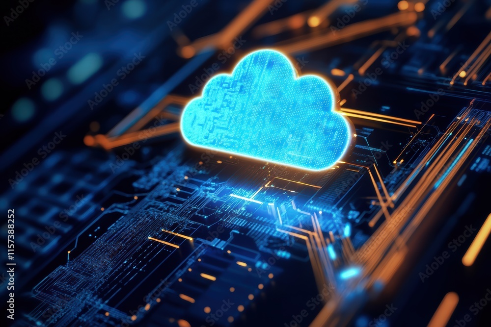 Poster Cloud computing technology with data processing servers and circuits