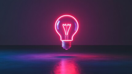 Illuminating innovation neon light bulb studio setting digital art modern environment artistic perspective