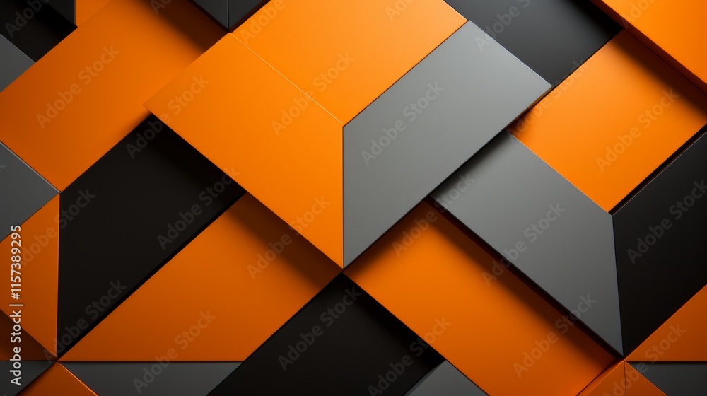 Poster dynamic abstract art featuring vivid orange, deep black, and soft gray textures in unique shapes