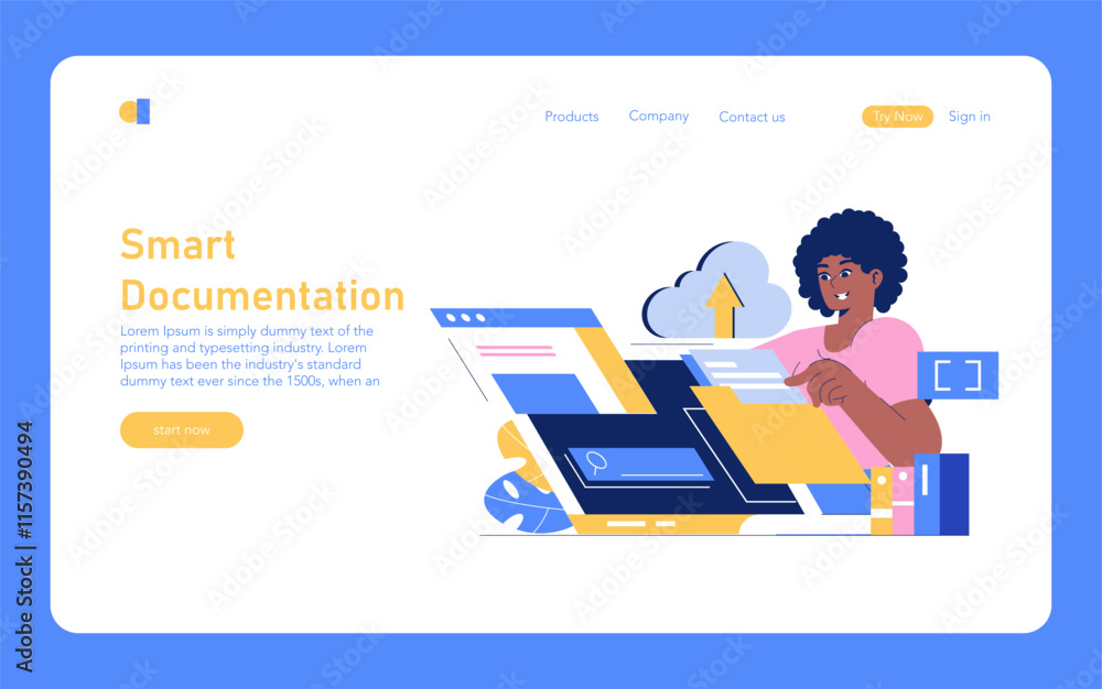 Poster development process automation. flat vector illustration