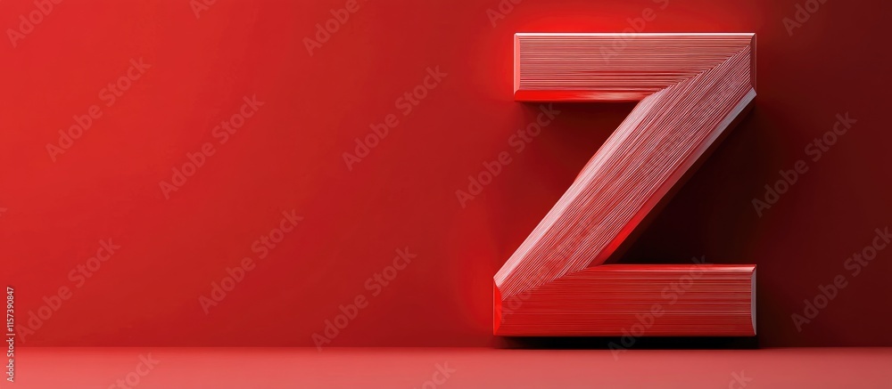 Poster bold 3d letter z illustration with red background and space for custom text in professional design c
