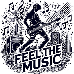 Feel the Music t-shirt design vector file