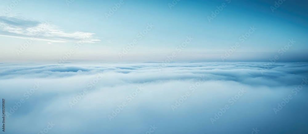 Aufkleber serene blue and white foggy landscape background with vast empty space for text and design elements