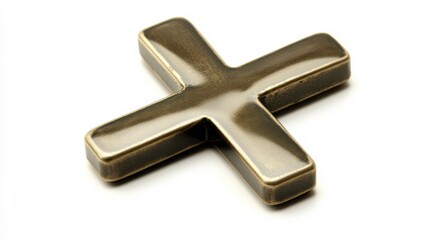 Obraz premium Decorative Bronze Cross Sculpture with Polished Finish for Religious or Artistic Expression, Ideal for Home Decor, Spiritual Settings, and Artistic Displays
