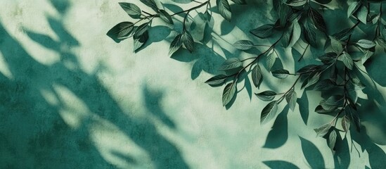 Green Leaves Shadows on Textured Background with Empty Space for Text Minimalist Natural Aesthetic Relaxation and Tranquility Themes