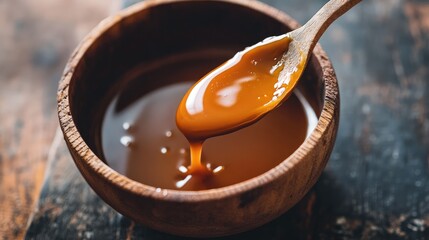 Delicious homemade caramel custard with rich caramel drizzle in a rustic bowl enhancing warm tones of dessert presentation.
