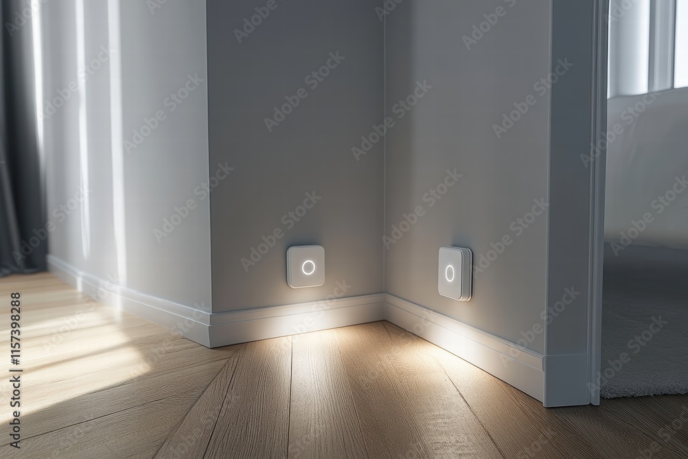 Poster wireless motion sensors positioned in home corners enhance security and convenience