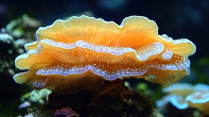 Vibrant orange coral with layered, textured surface.