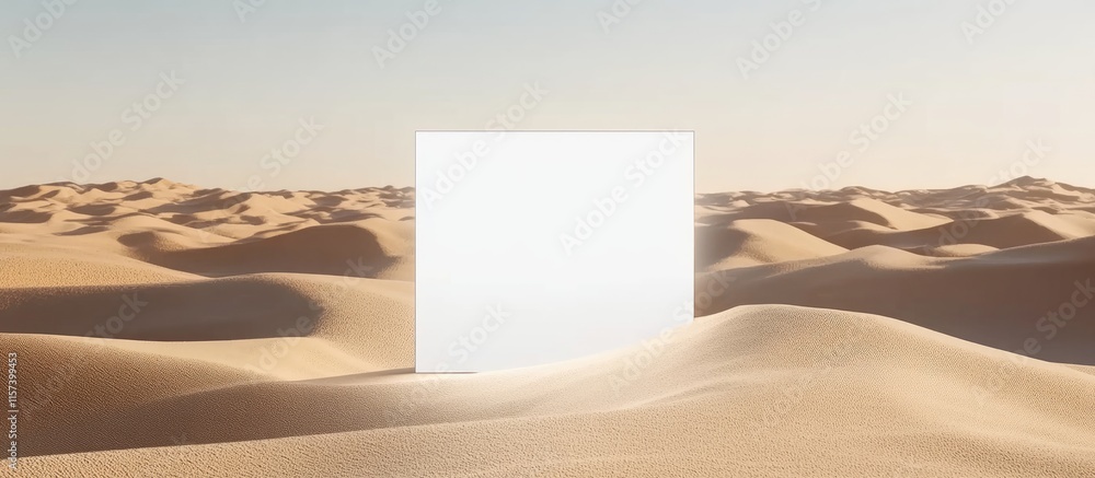 Poster minimalistic sand dunes landscape with blank screen mockup for product display branding and text pla