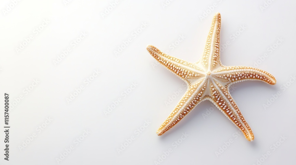 Aufkleber lone starfish on simple white background with soft shadow beneath it