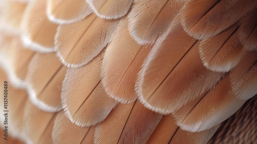Poster a close-up of textured feathers, showcasing intricate patterns and soft hues, highlighting the beaut