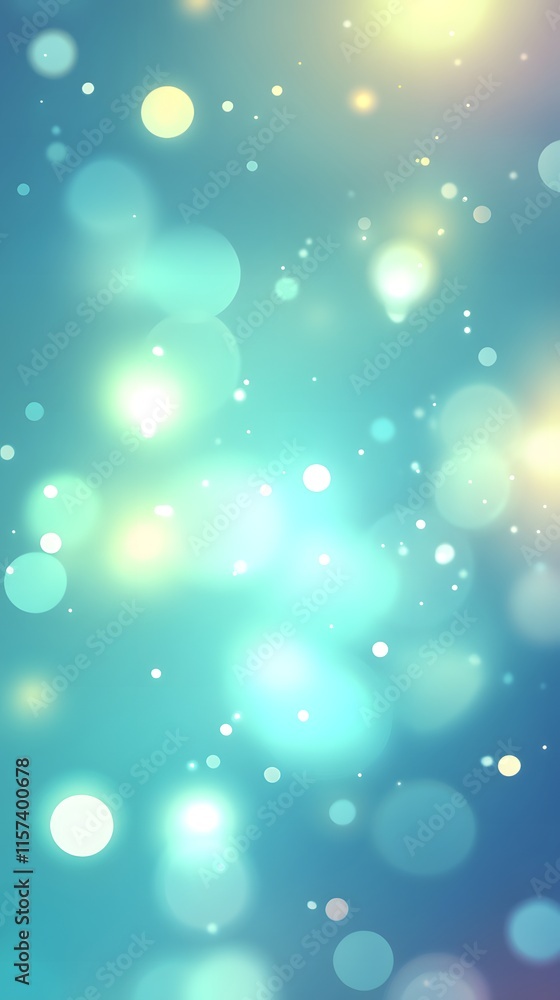 Poster Abstract teal background with glowing bokeh circles