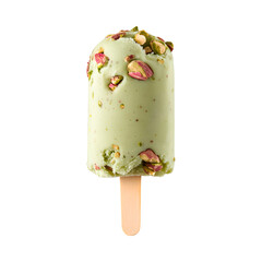 Tasty chilled Pistachio kulfi Indian ice cream isolated on transparent background