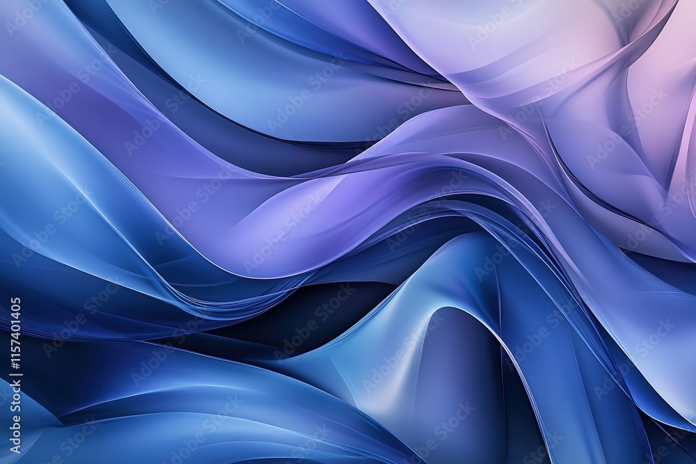 Poster abstract design featuring flowing lines in gradient shades of blue and purple creating sense of moti