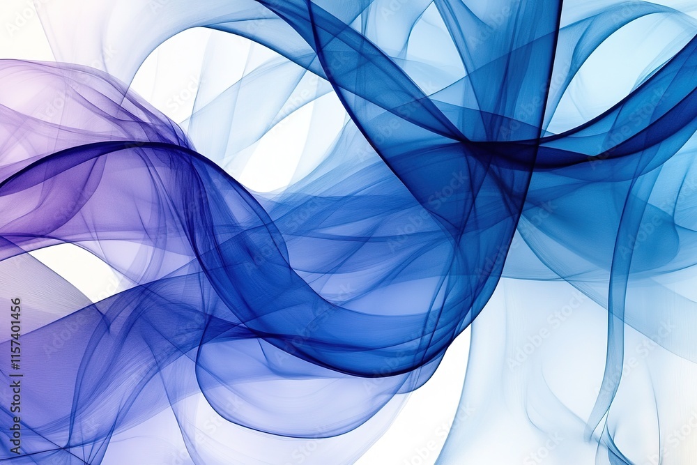 Poster abstract design featuring flowing lines in gradient shades of blue and purple creating sense of moti