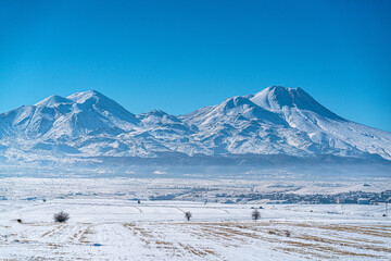 The scenic views of Hasan Dağı which is a volcano in Turkey. It has two summits, the 3,069 metres...