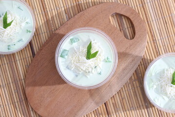 Delicious Pandan Layer Dessert with Cheese Topping