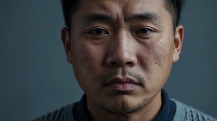 Obraz premium Emotional Close-Up of Asian Man with Teary Eyes