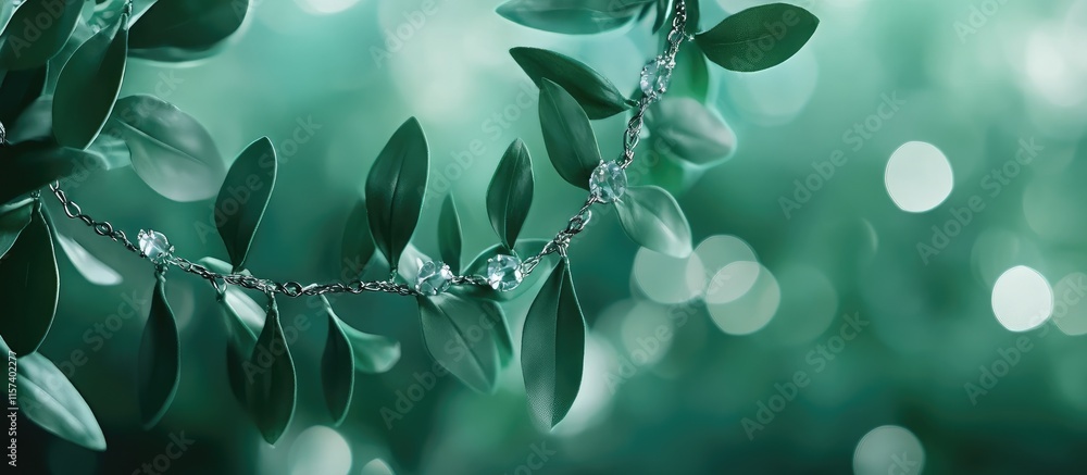Poster soft green summer bokeh background with delicate leaves creating empty space for text and design ele