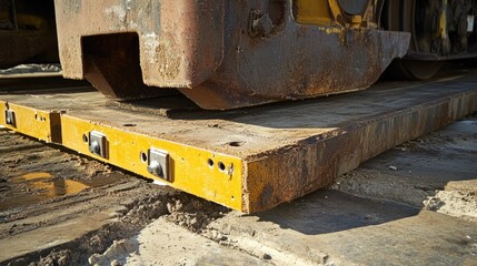 Inserts used as deterrents at the base of heavy machinery on a construction site for enhanced stability and safety