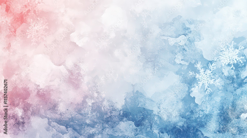 Poster abstract snowflake patterns on a pastel watercolor background, a vector presentation design with a c