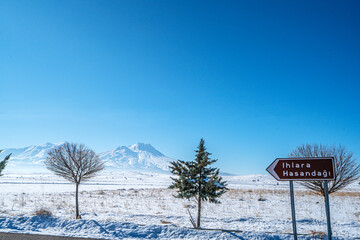 The scenic views of Hasan Dağı which is a volcano in Turkey. It has two summits, the 3,069 metres...