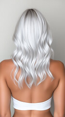 Naklejka premium Woman with Platinum Blonde Wavy Hair and White Halter Top