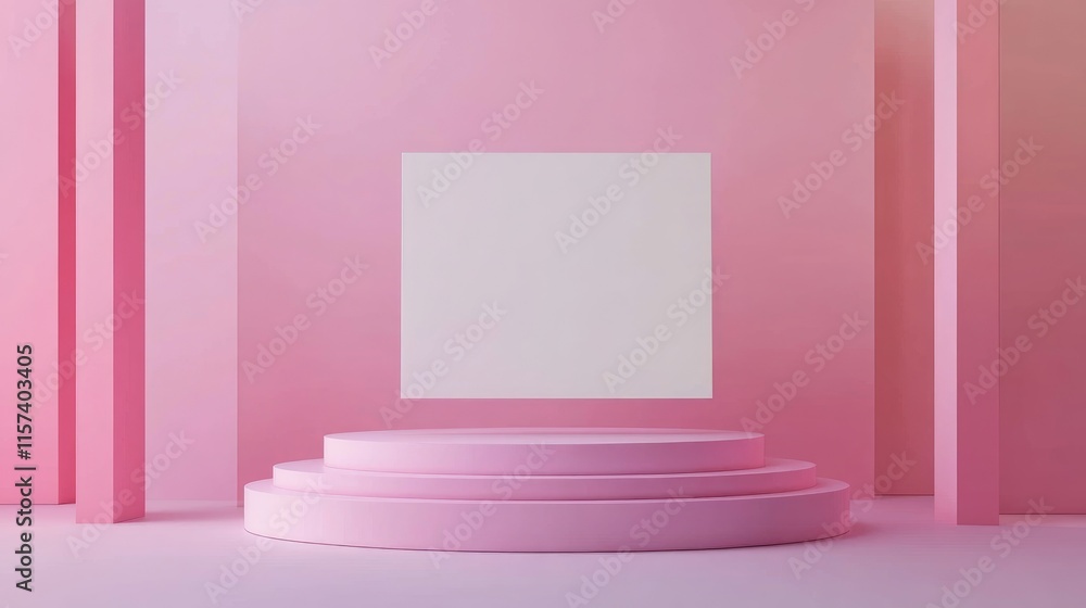 Aufkleber minimalist studio backdrop with empty screen on podium ideal for product showcase and advertising di
