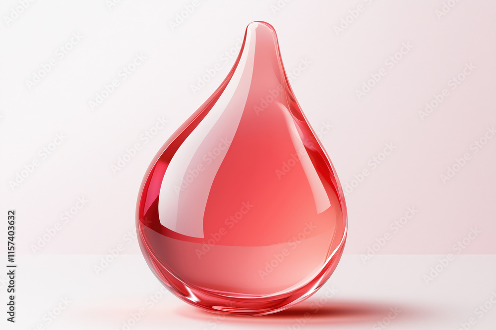 Poster drop of red liquid displayed on a soft pink background captures attention creatively