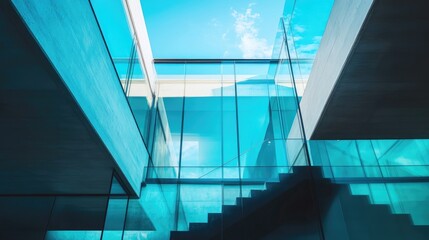 Fototapeta premium Contemporary Villa Architecture with Glass Windows and Bright Pool Design Showcasing Elegant Interior Spaces and Modern Aesthetic Appeal